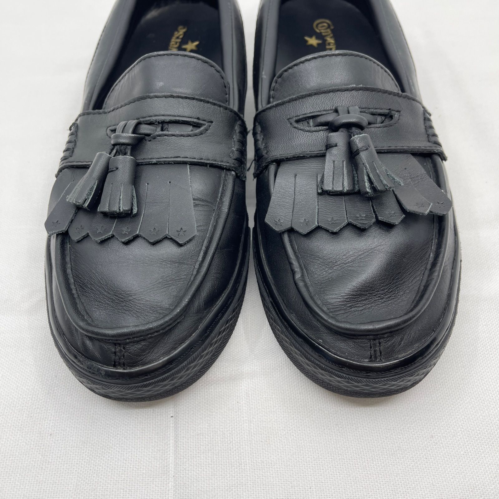 訳あり コンバース クップローファー 25.0 ブラック タッセル