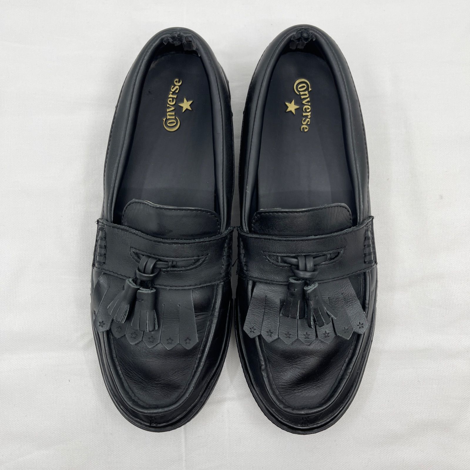 訳あり コンバース クップローファー 25.0 ブラック タッセル