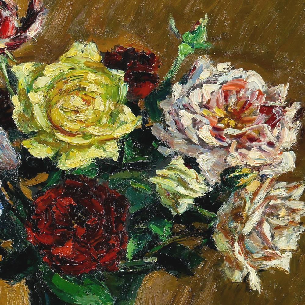 萩谷巌　油彩画『薔薇』 萩谷巌 油彩画『薔薇』 萩谷巌「静物画（ばら）」油絵・F6号 絵画買取