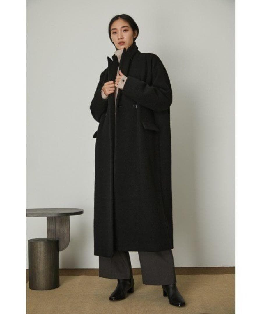 美品 RIM.ARK リムアーク Recycle wool over CT BLACK ロングコート