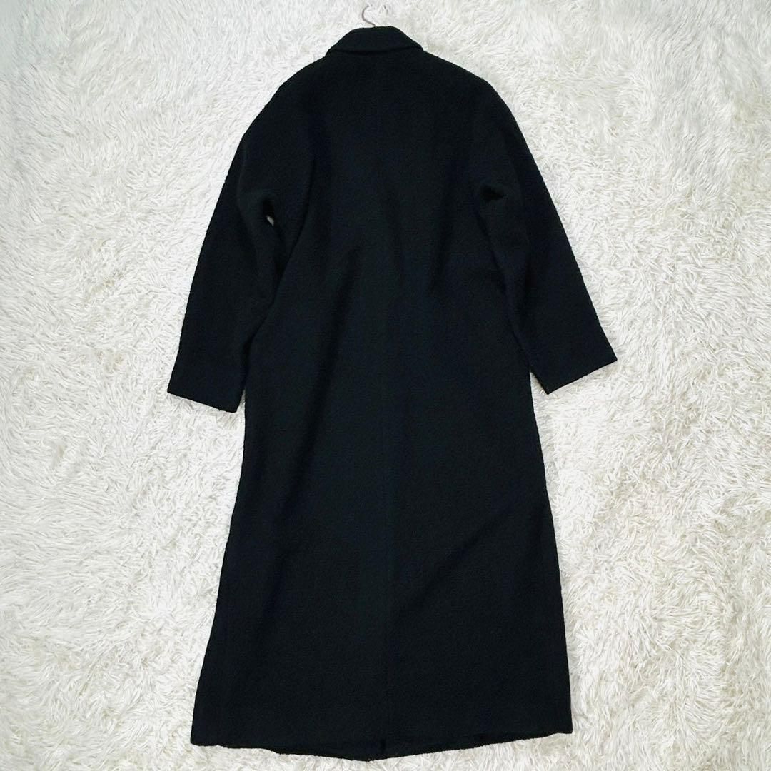 RIM.ARK リムアーク　ウール混合 ブラック ロングコート ベルト付き RIM.ARK リムアークウール混合 ブラック ロングコート ベルト付き