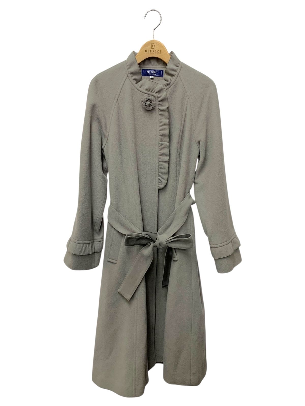 エムズグレイシー 119608 コート 38 グレー フリル付きレディーライク