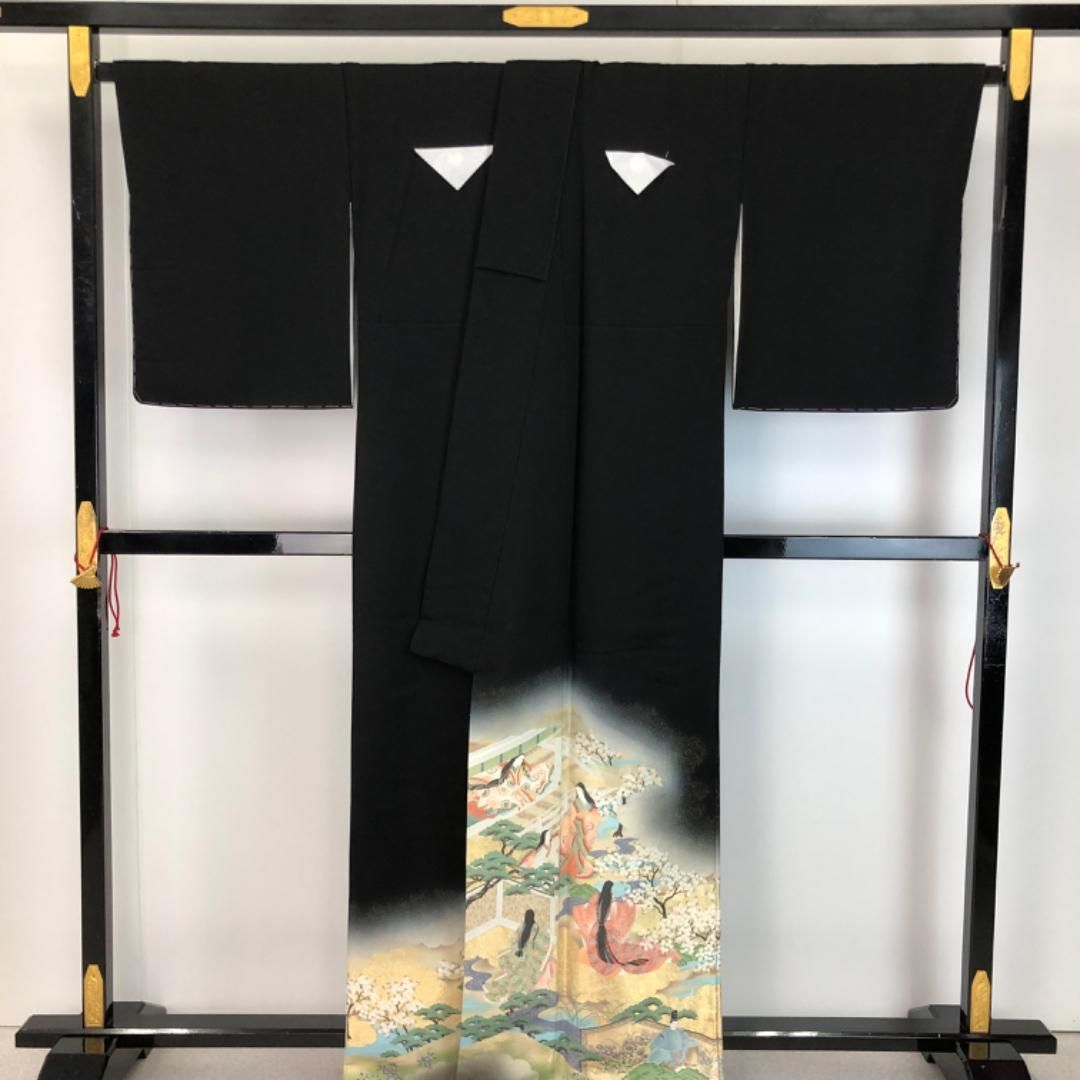 黒留袖 壽光織 美しい十二単の女性に殿方 トールサイズ しつけ糸 K