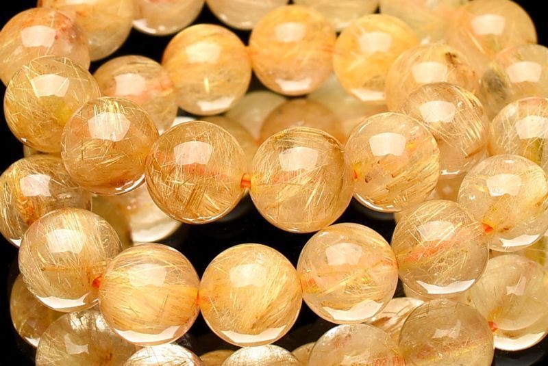 1点物】濃密内包 ゴールドルチルクォーツ 6.5mm ブレスレット