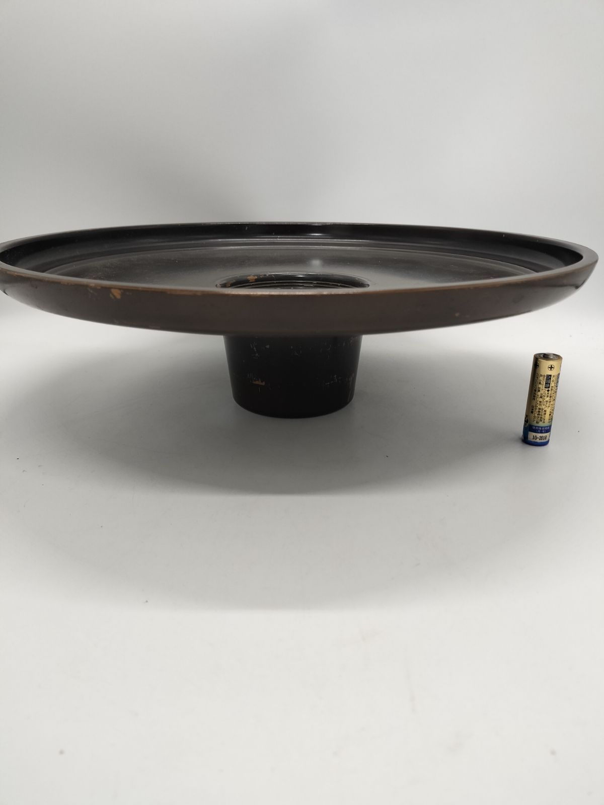 花器 ハット型 唐銅製 焦げ茶色 花台 窯 工房 池坊 フラワーベース