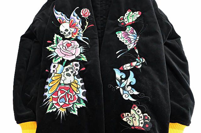 EdHardy エドハーディー 刺繍 ベロア ミリタリージャケット XL EdHardy エドハーディー 刺繍 ベロア ミリタリージャケット XL