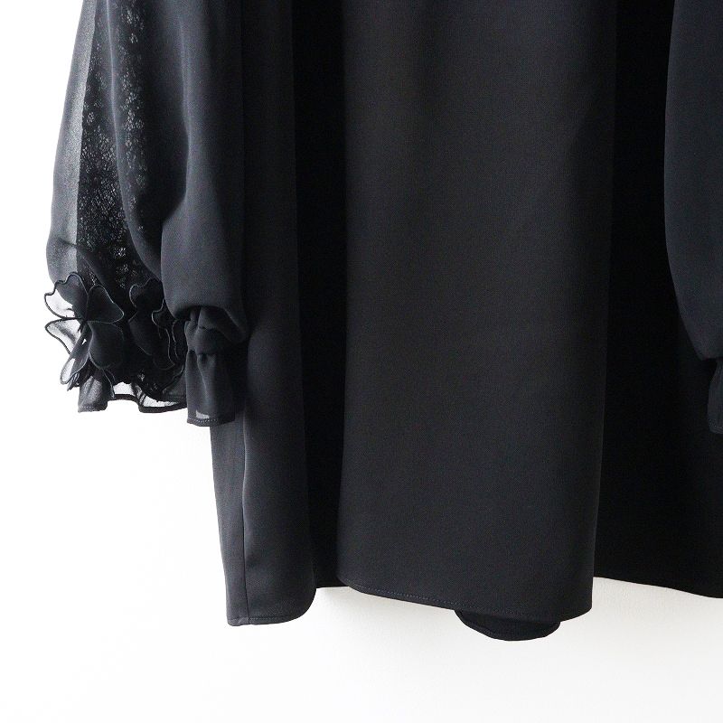 大きいサイズ ローズティアラ Rose Tiara レース切替袖ブラウス 46