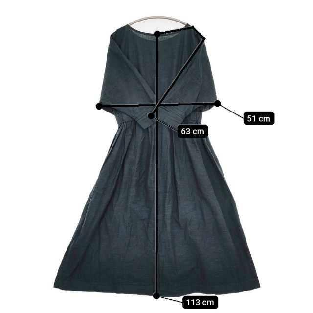 ヤンマ産業 YAMMA 会津木綿 ワンピース ダークグリーン レディース