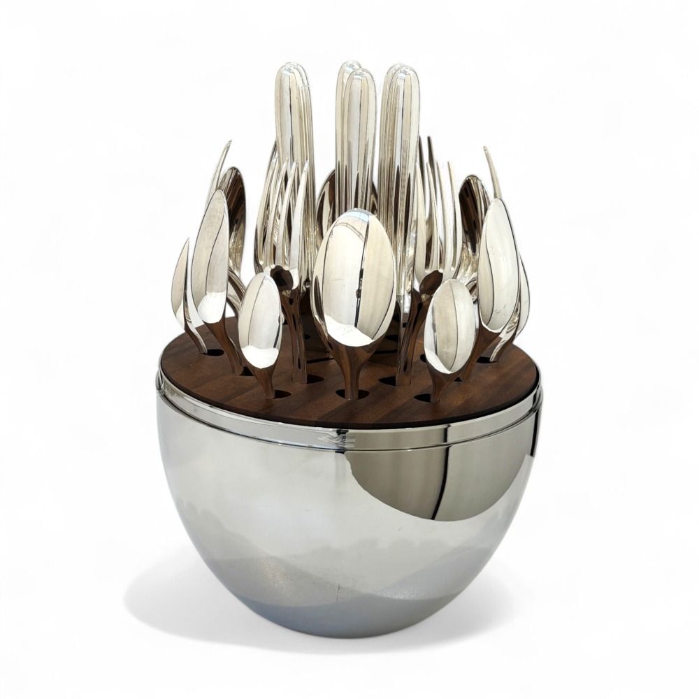 Christofle クリストフル ムード 6人用 カトラリーセット 24 pcs スプーン フォーク ナイフ シルバーコーティング メンズ レディース 古着