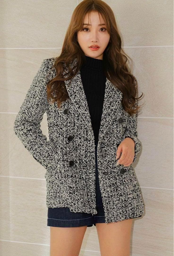 極美品 sheller シェリエ ツイード ジャケット ピーコート ミックス