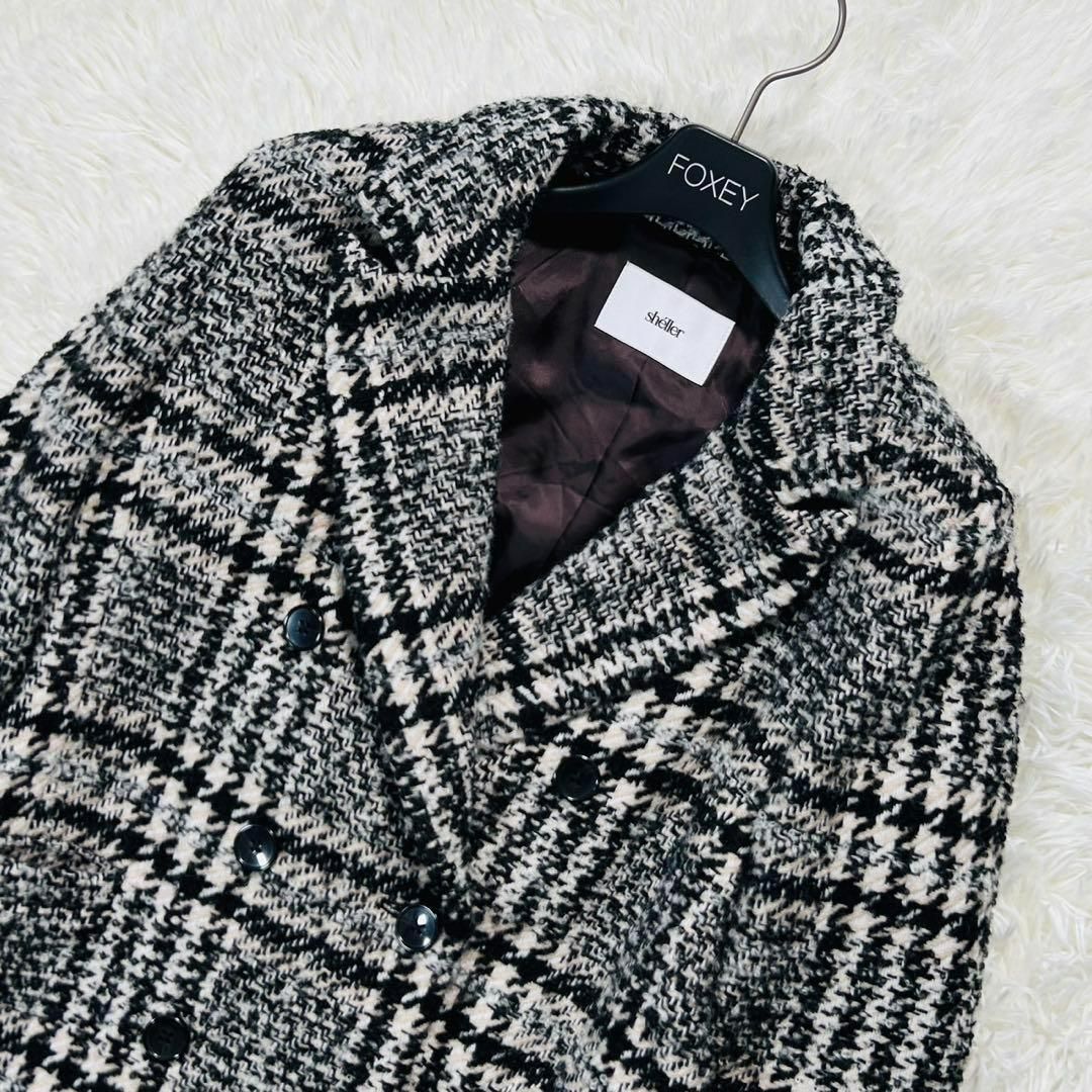 専用品【美品】 sheller シェリエ ツイードジャケット モノトーン 極美品 sheller シェリエ ツイード ジャケット ピーコート ミックス