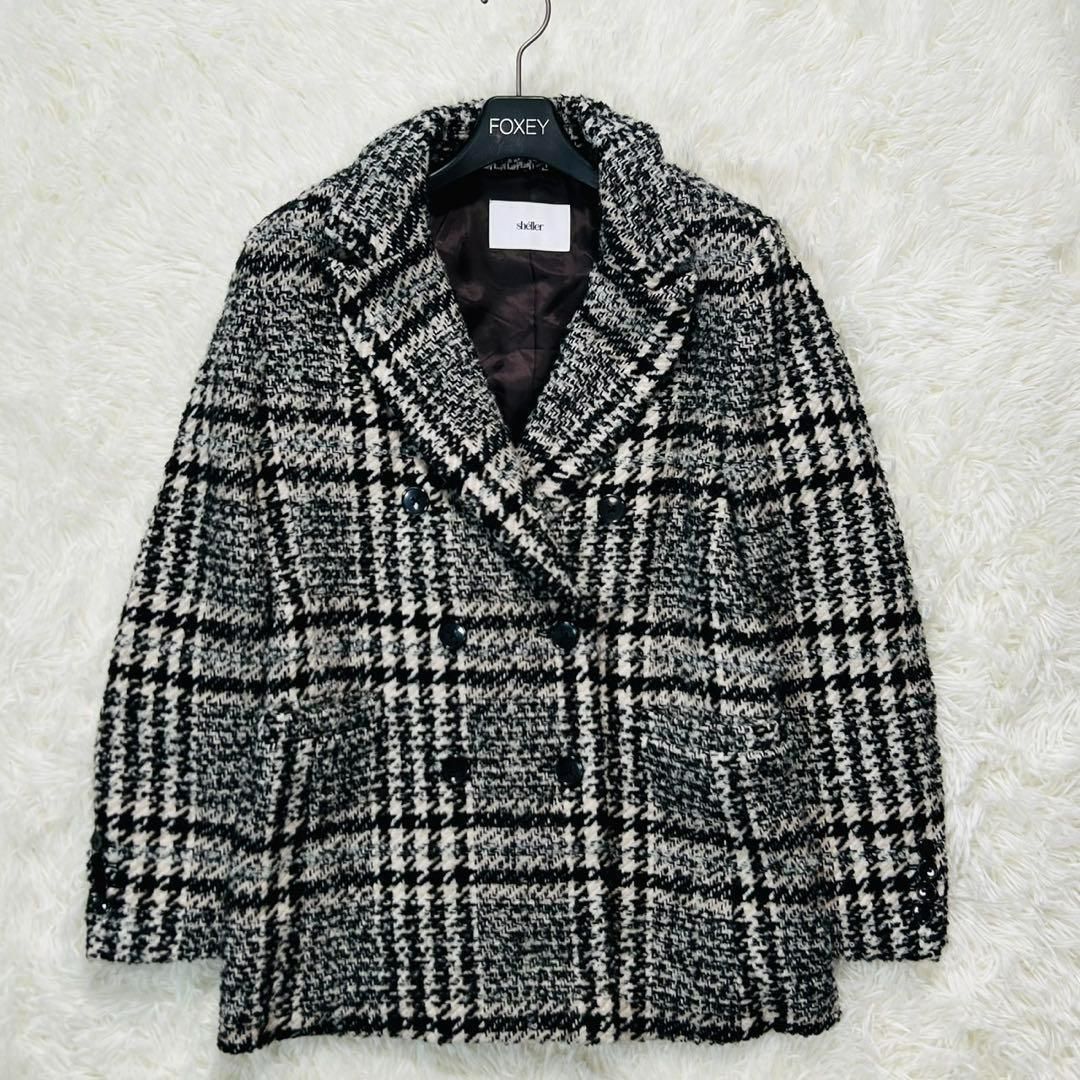 極美品 sheller シェリエ ツイード ジャケット ピーコート ミックス
