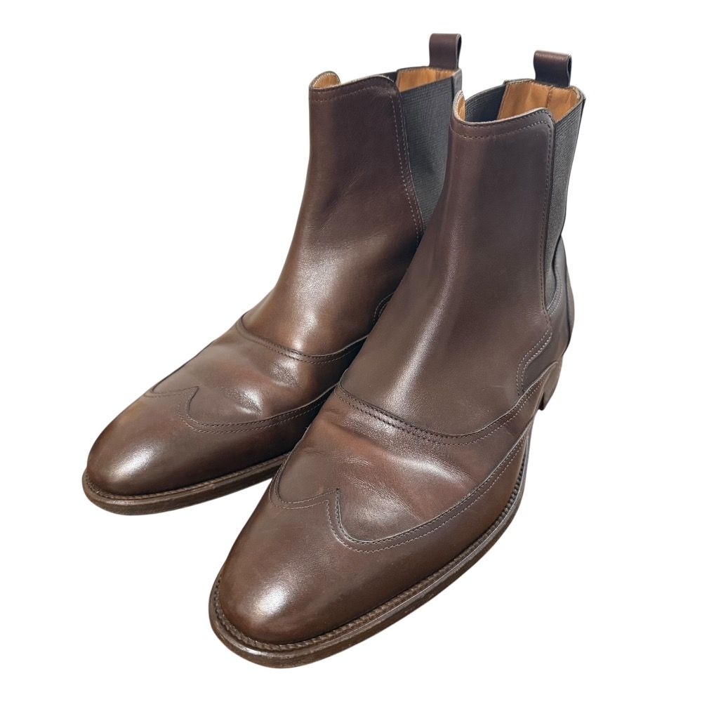 美品 HERMES エルメス ウイングチップ レザー サイドゴア チェルシー