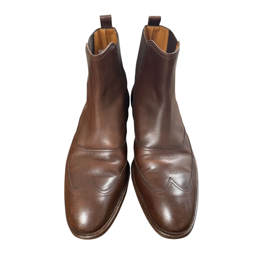 美品 HERMES エルメス ウイングチップ レザー サイドゴア チェルシー