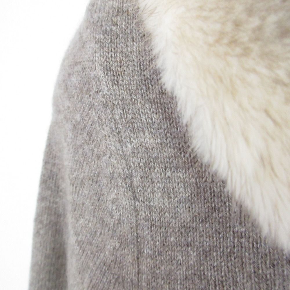 美品 FOXEY フォクシー ミンクファー襟付き ピュアカシミヤ