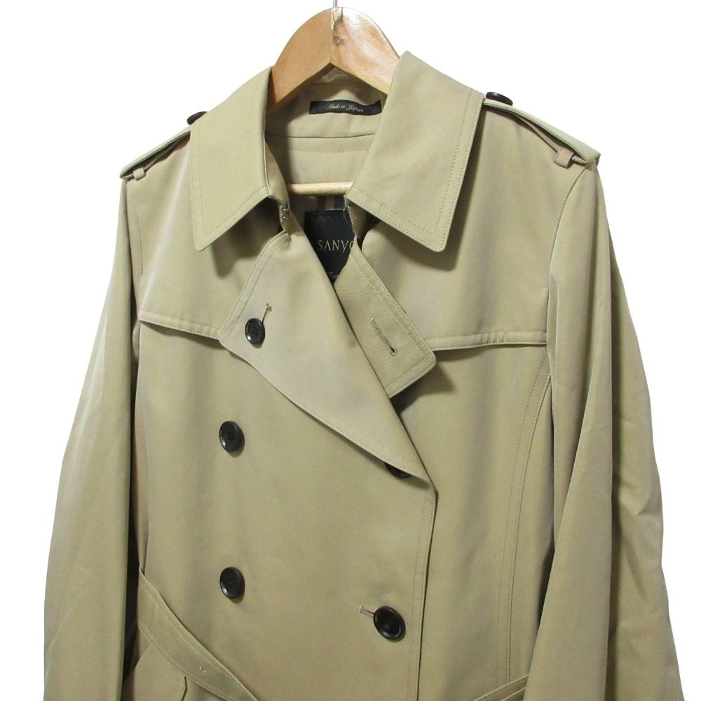 美品 SANYO サンヨー 100年コート ダブルブレスト ライナー付き