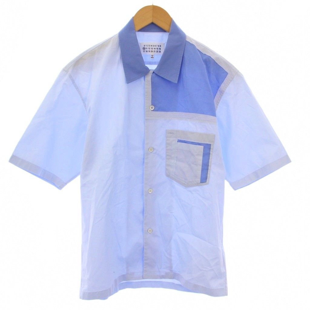美品　Maison Margiera ライトブルーシャツ Maison Margiela - BLUE STRIPED SHIRT WITH POINTED COLLAR – LE LABO