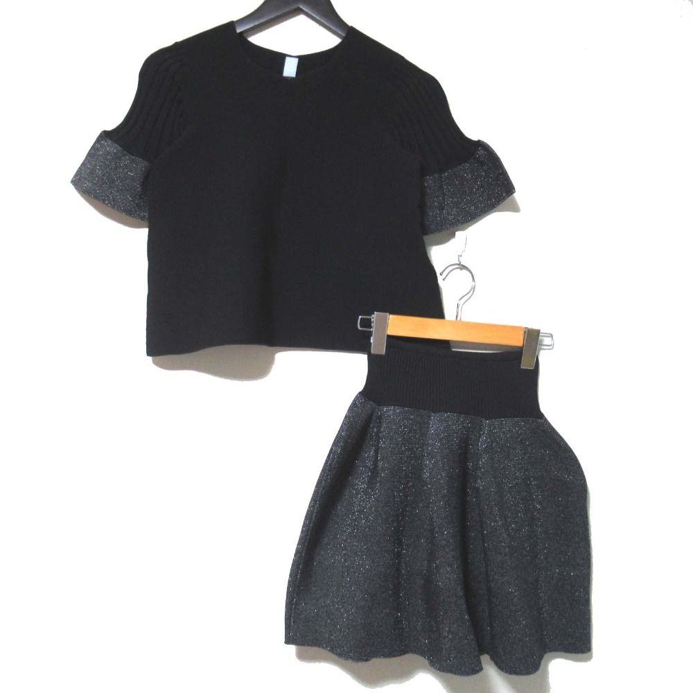 CFCL シーエフシーエル キッズ 子ども服 POTTERY ニット ブラウス×スカート セットアップ サイズ5 ブラック 古着