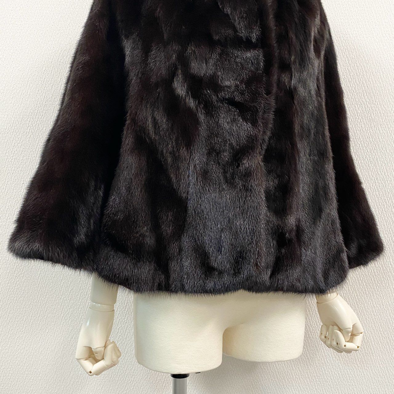 49k19 マホガニーミンク ケープ ポンチョ ダークブラウン 本毛皮 MINK