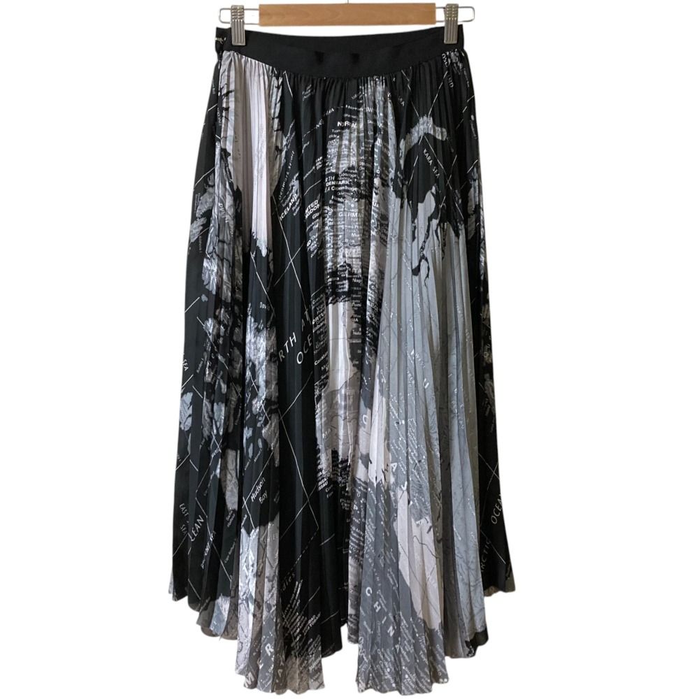 sacai サカイ モノクロ ワールドマップ プリーツ ロングスカート 20