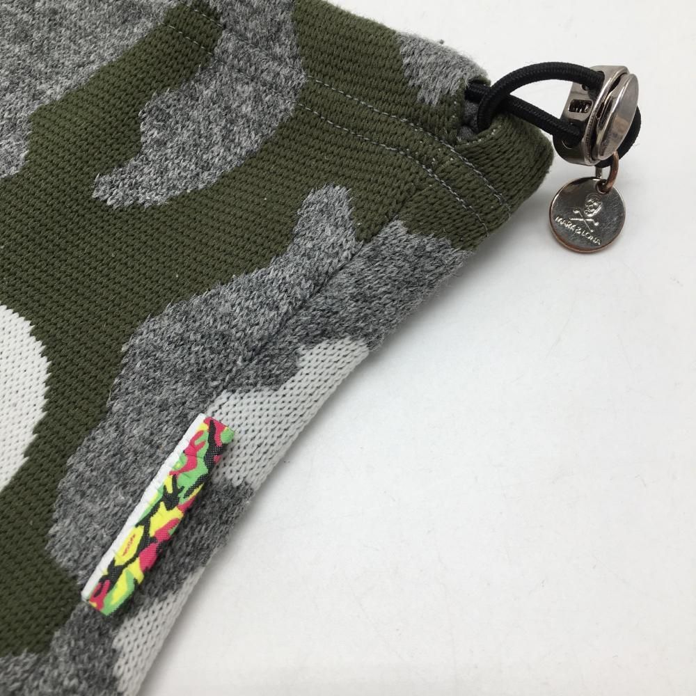 超美品】マークアンドロナ ニットネックウォーマー 杢グレー×カーキ