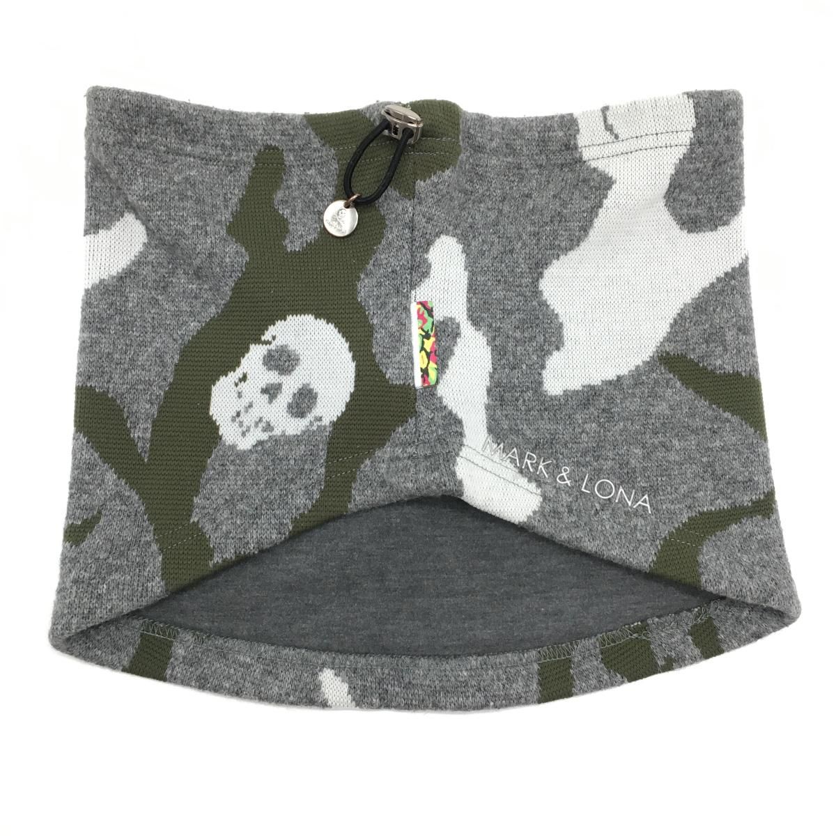 超美品】マークアンドロナ ニットネックウォーマー 杢グレー×カーキ