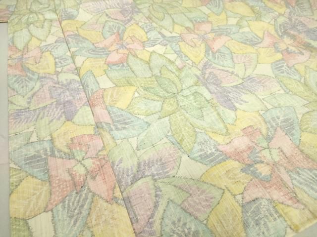 平和屋着物▽小千谷紬 単衣 花尽くし 正絹 逸品 DAAT9890az