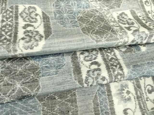 平和屋着物▽小千谷紬　単衣　亀甲更紗花文　正絹　逸品　DAAT9861az 平和屋着物▽小千谷紬 単衣 亀甲更紗花文 正絹 逸品 DAAT9861az - メルカリ