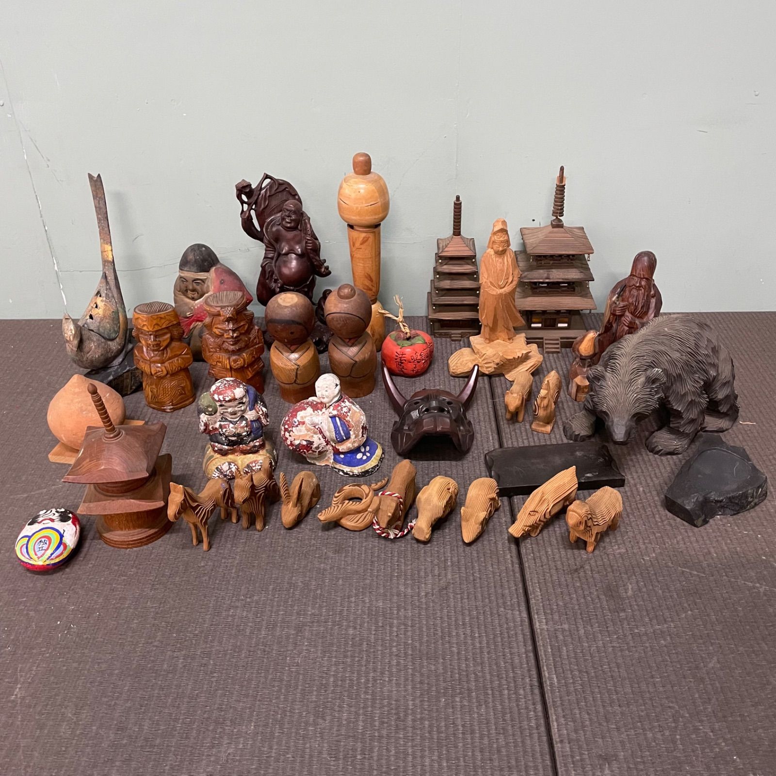 民芸品　まとめ売り ♭ 民芸品 置物 まとめ売り こけし 昭和 レトロ 工芸品 - メルカリ