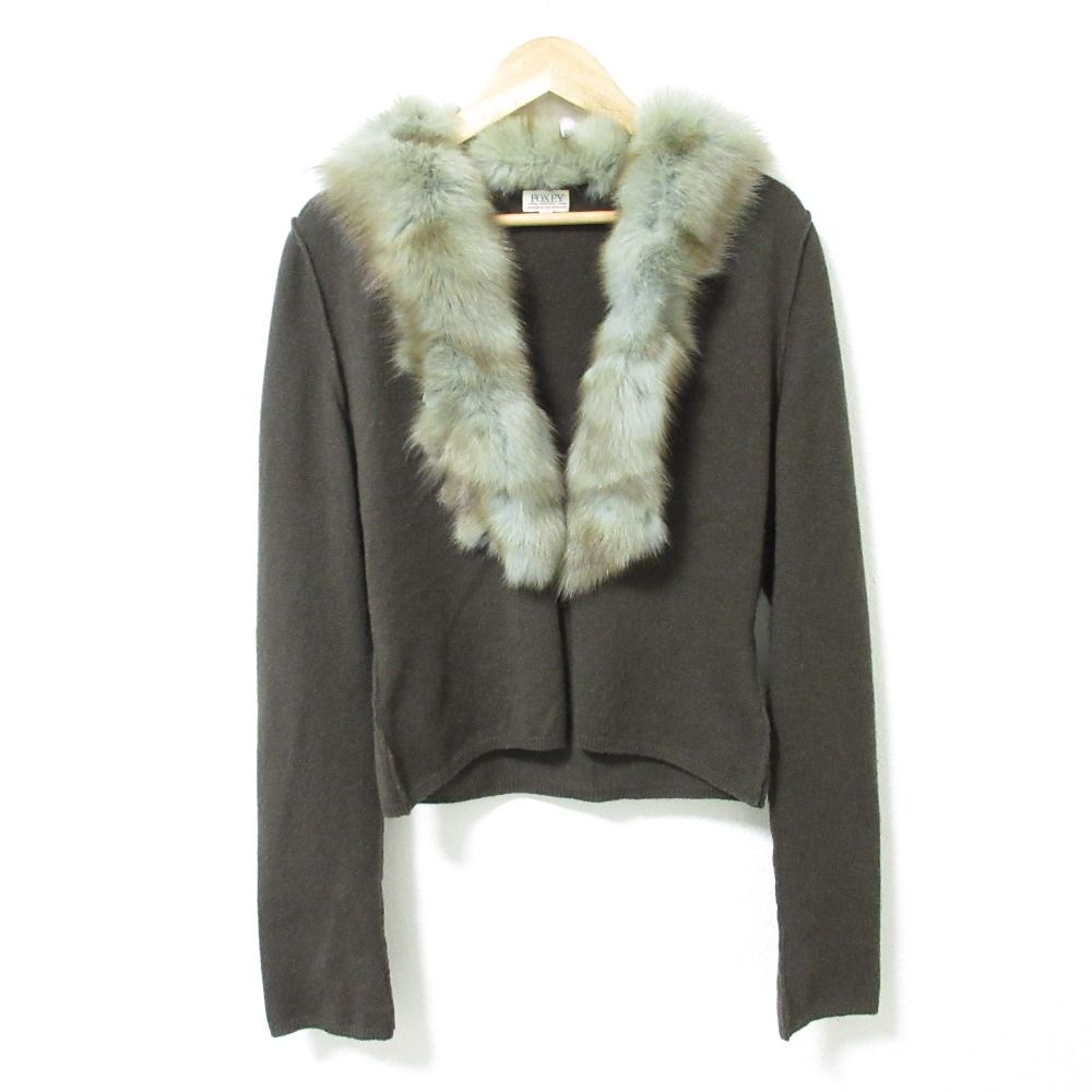 【美品】フォクシー　カシミヤ　セーブル　カーディガン　ニット　ジャケット　毛皮 良品 FOXEY BOUTIQUE フォクシーブティック セーブルファー カシミヤ