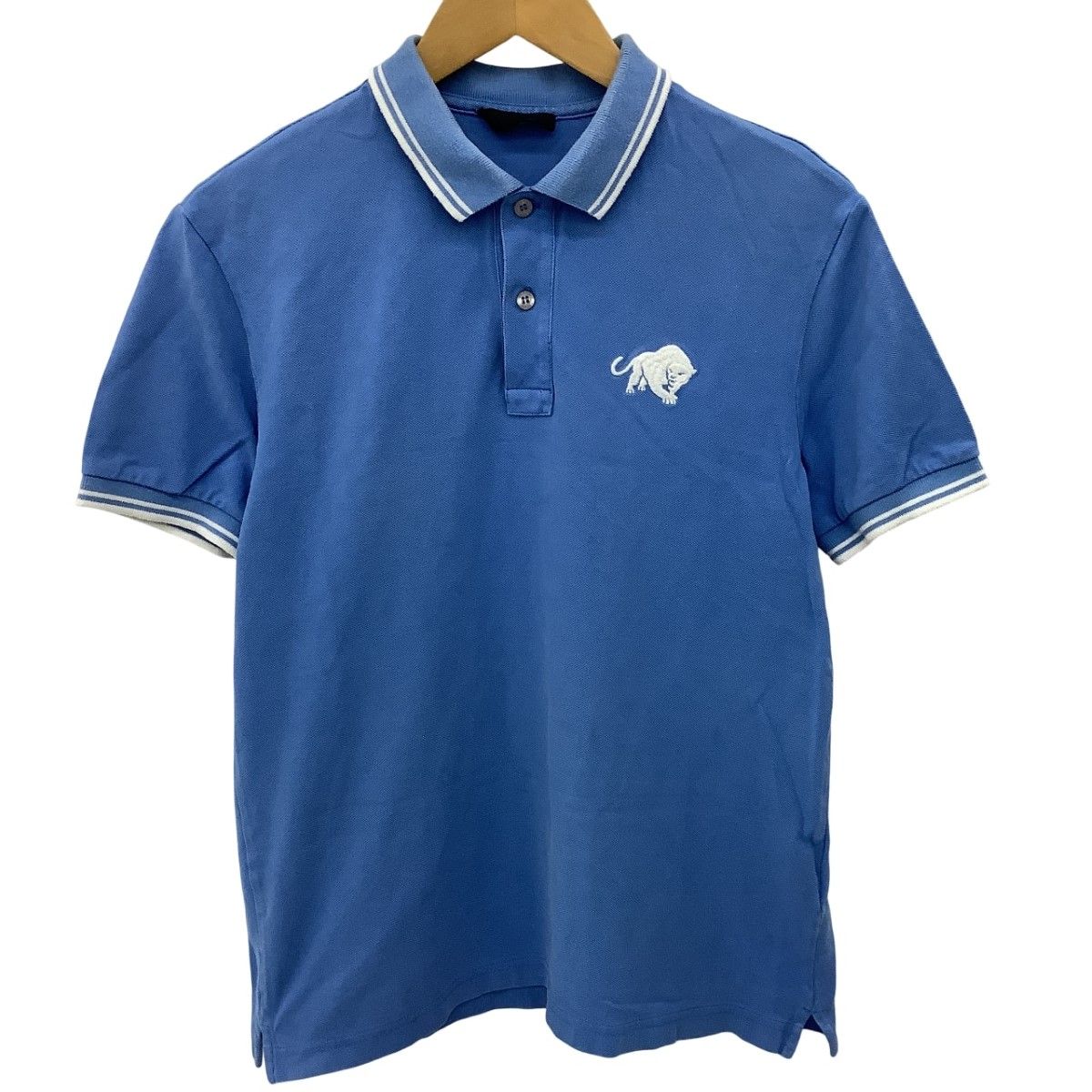 xxl prada プラダ ブルー コットンピケ バイカラー 長袖 ポロシャツ xxl prada プラダ ブルー コットンピケ バイカラー 長袖 ポロシャツ