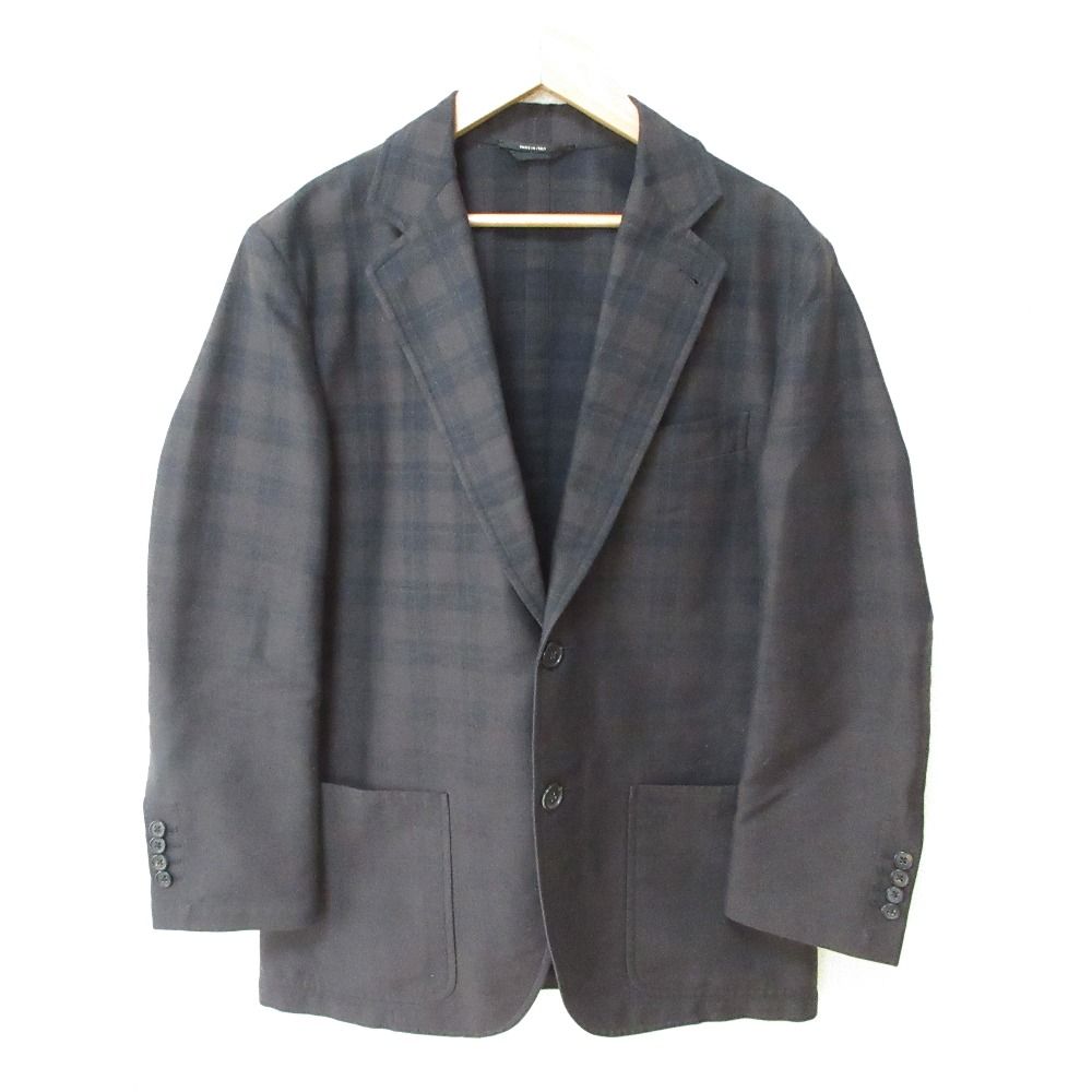 美品 HERMES エルメス チェック コットンウール シングル テーラード 