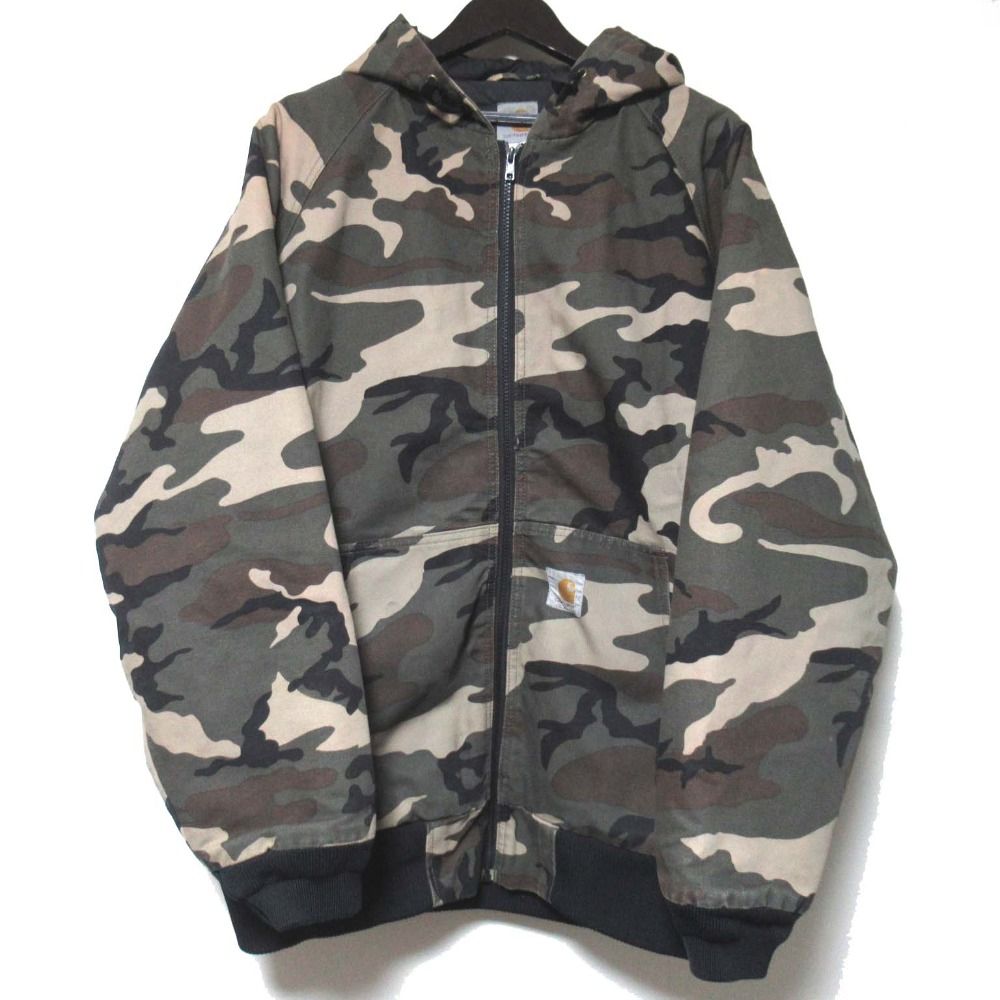 良品 Carhartt カーハート ダック地 カモフラ迷彩 ジップアップ