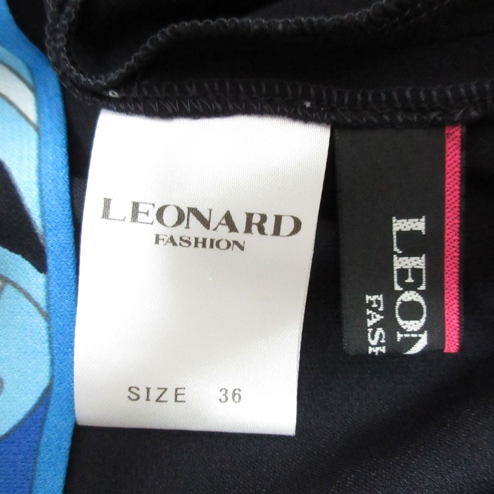 美品 LEONARD レオナール カンカン素材 フラワープリント トリム