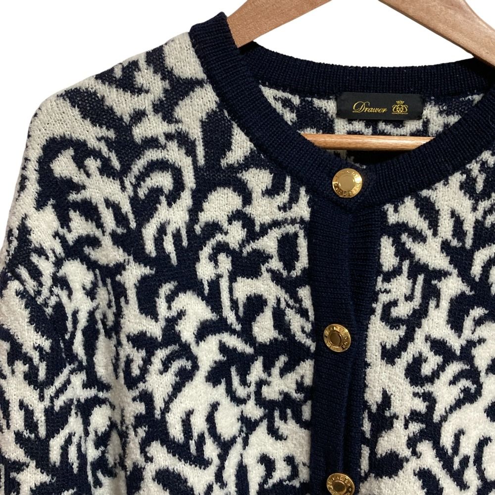 美品 Drawer ドゥロワー フラワージャガード ノーカラージャケット