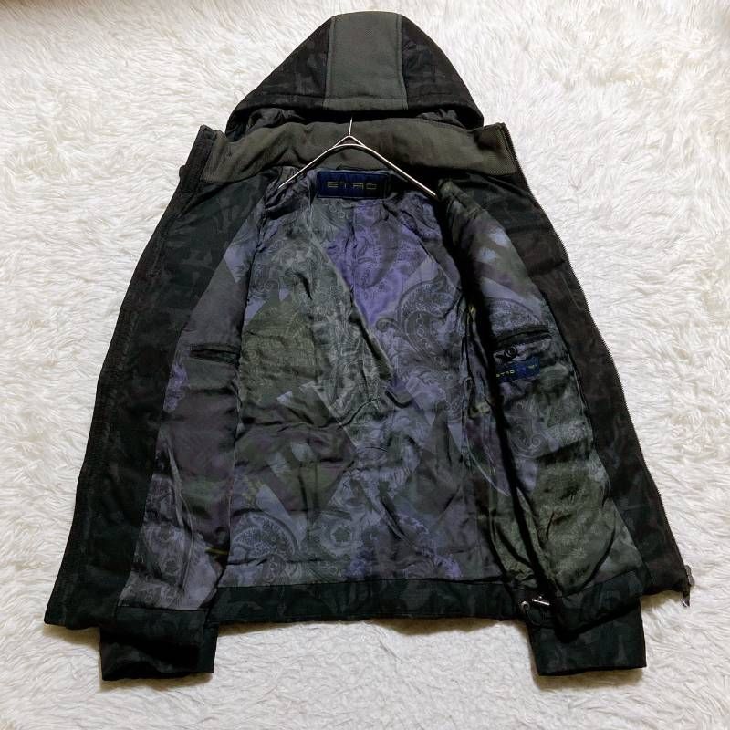 ETRO エトロ ジャケット 迷彩 カモフラ ペガソ XL ETRO エトロ ダウンジャケット カモフラ柄 ペイズリー柄 ダブルジップ