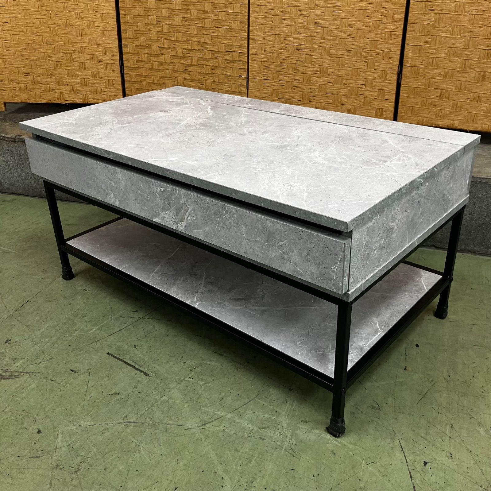 □【値下げ交渉可能】Fika フィーカ 昇降式センターテーブル 大理石調