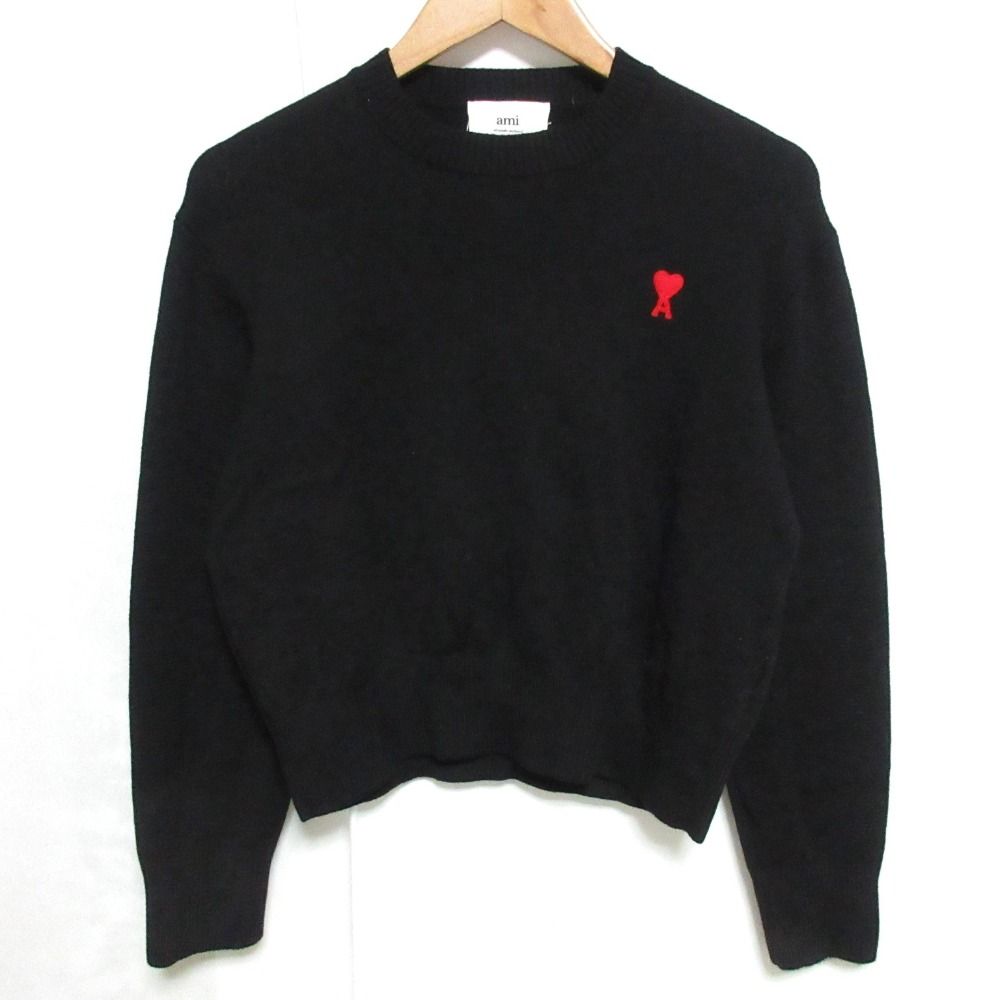 ストア アミパリス ami クルーネック ニット セーター 黒 ハート L 美