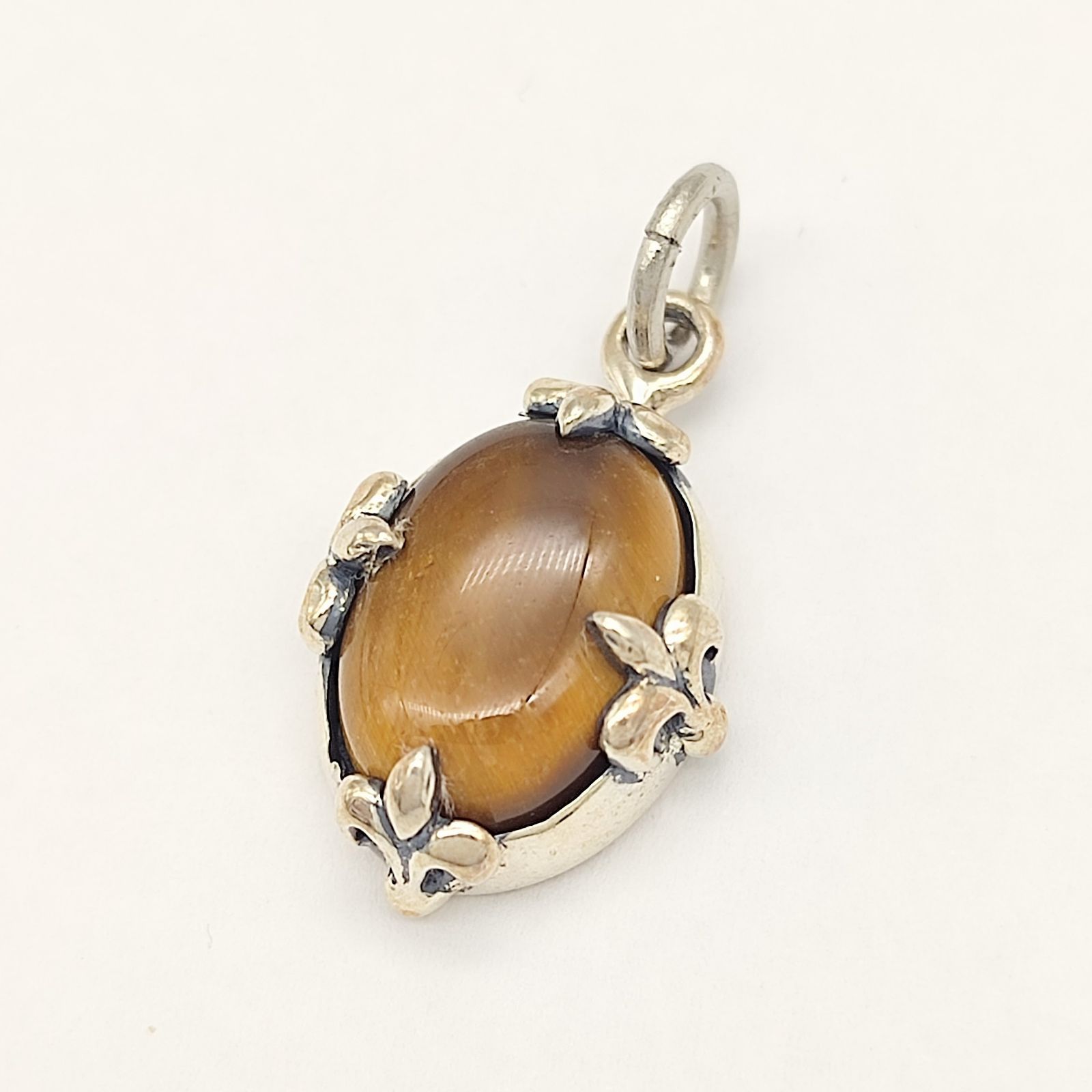 美品】タイガーアイペンダントトップ オーバル SILVER シルバー925