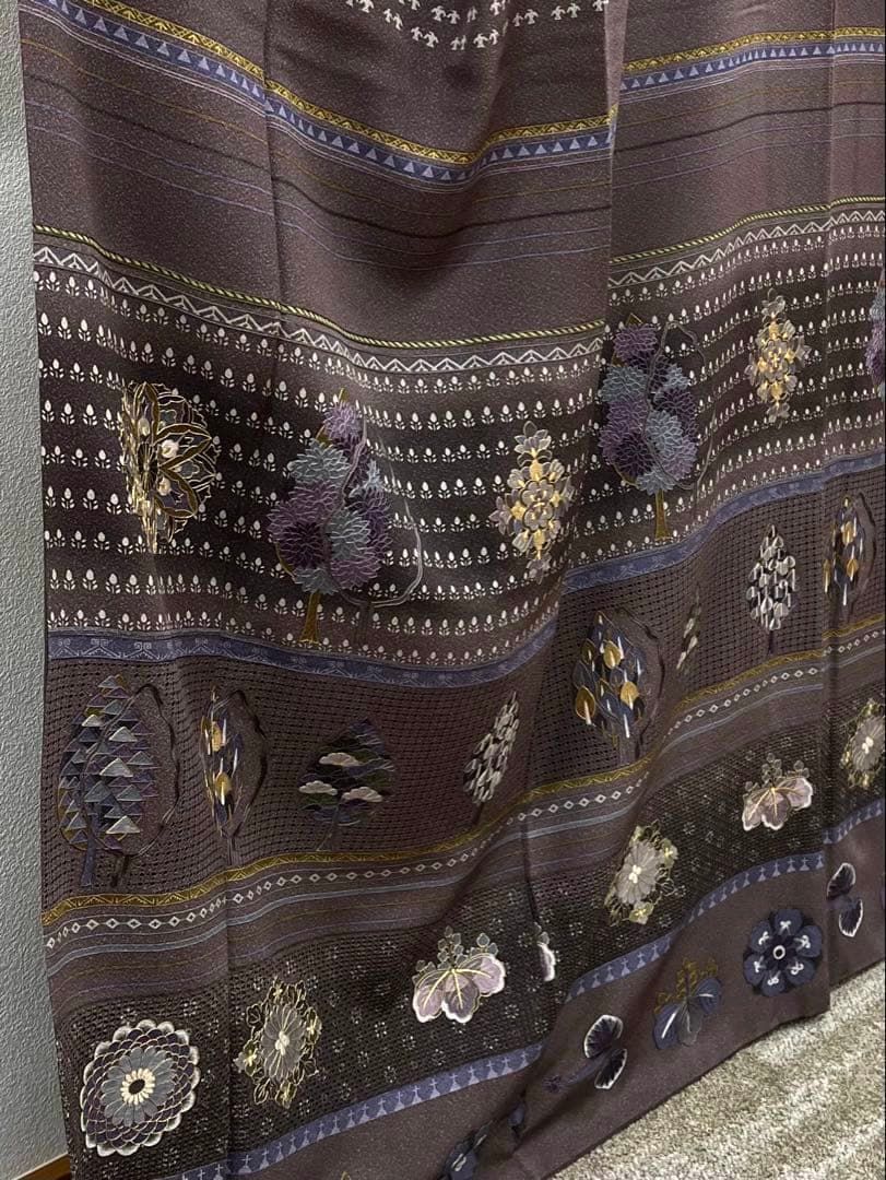 蘇州刺繍 汕頭刺繍 訪問着 華紋 横段 正絹 ガード加工済 A074 - メルカリ