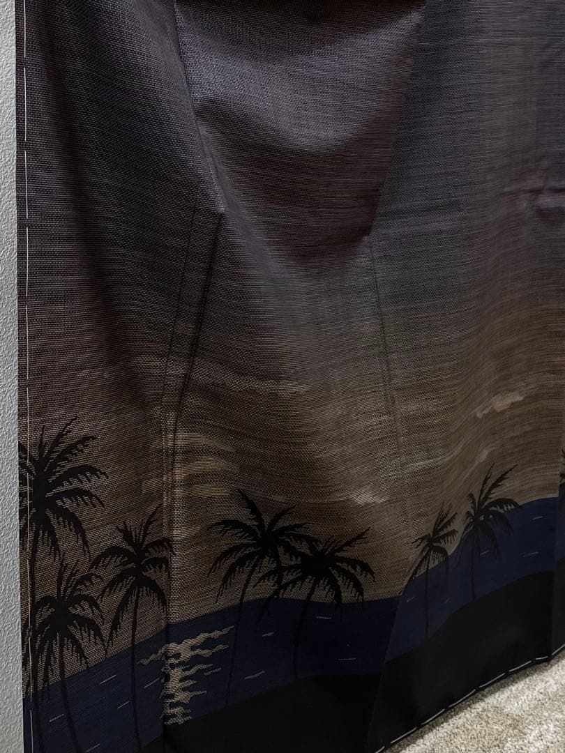 本場奄美大島紬 古代染色 純泥染 伝統工芸品 付け下げ椰子の木 風景画