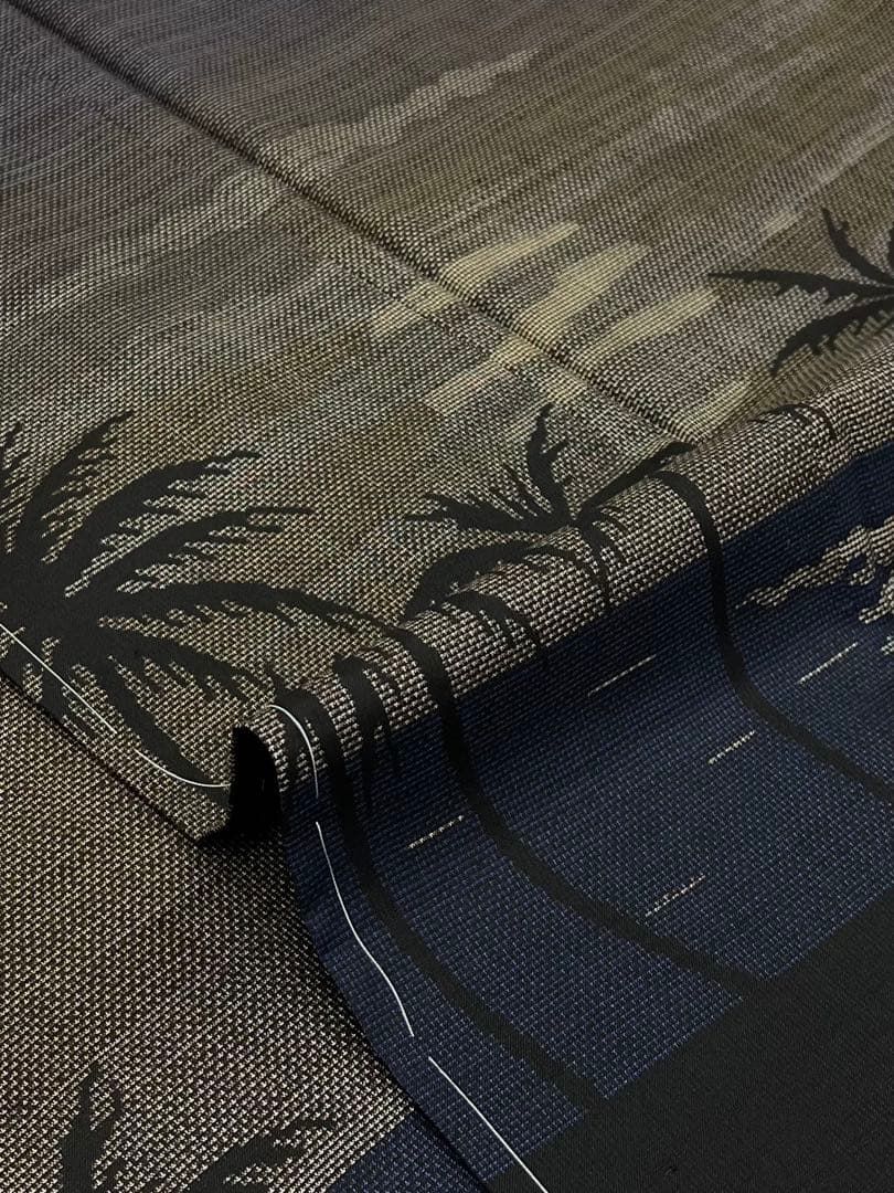 本場奄美大島紬 古代染色 純泥染 伝統工芸品 付け下げ椰子の木 風景画