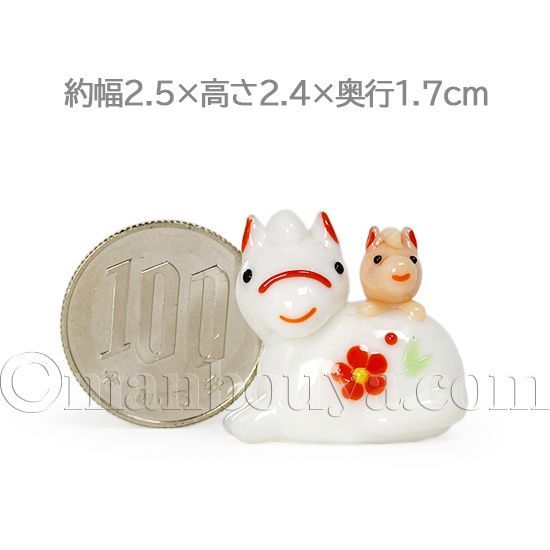 干支の置物 馬 ウマ ガラス細工 ミニチュア 雑貨 正月飾り お馬の親子