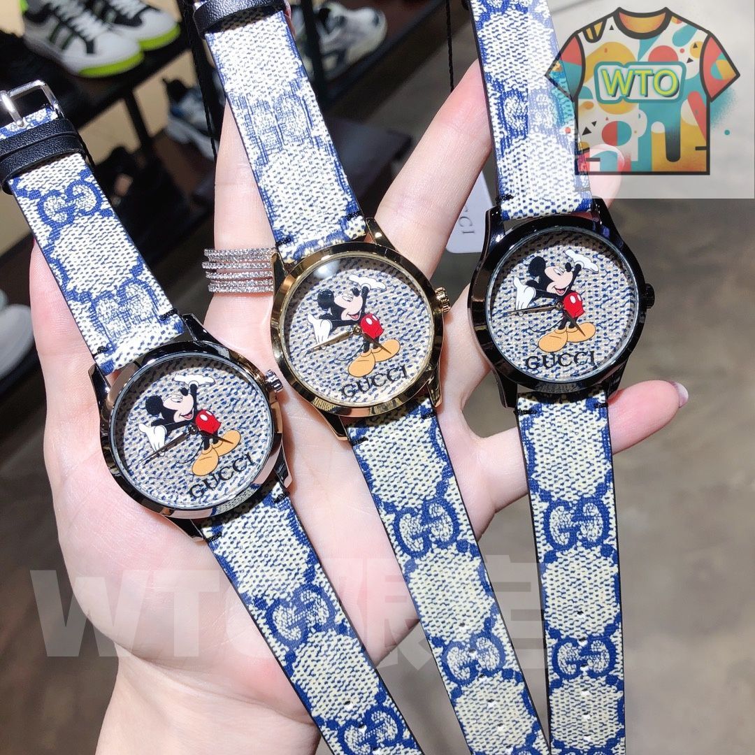 【限定】　新品未使用　GUCCI ミッキー　コラボ　腕時計　YA15419 今日特価！Gucci【古?】2020×Disney 最新コラボ限定版腕時計-WTO輸入1