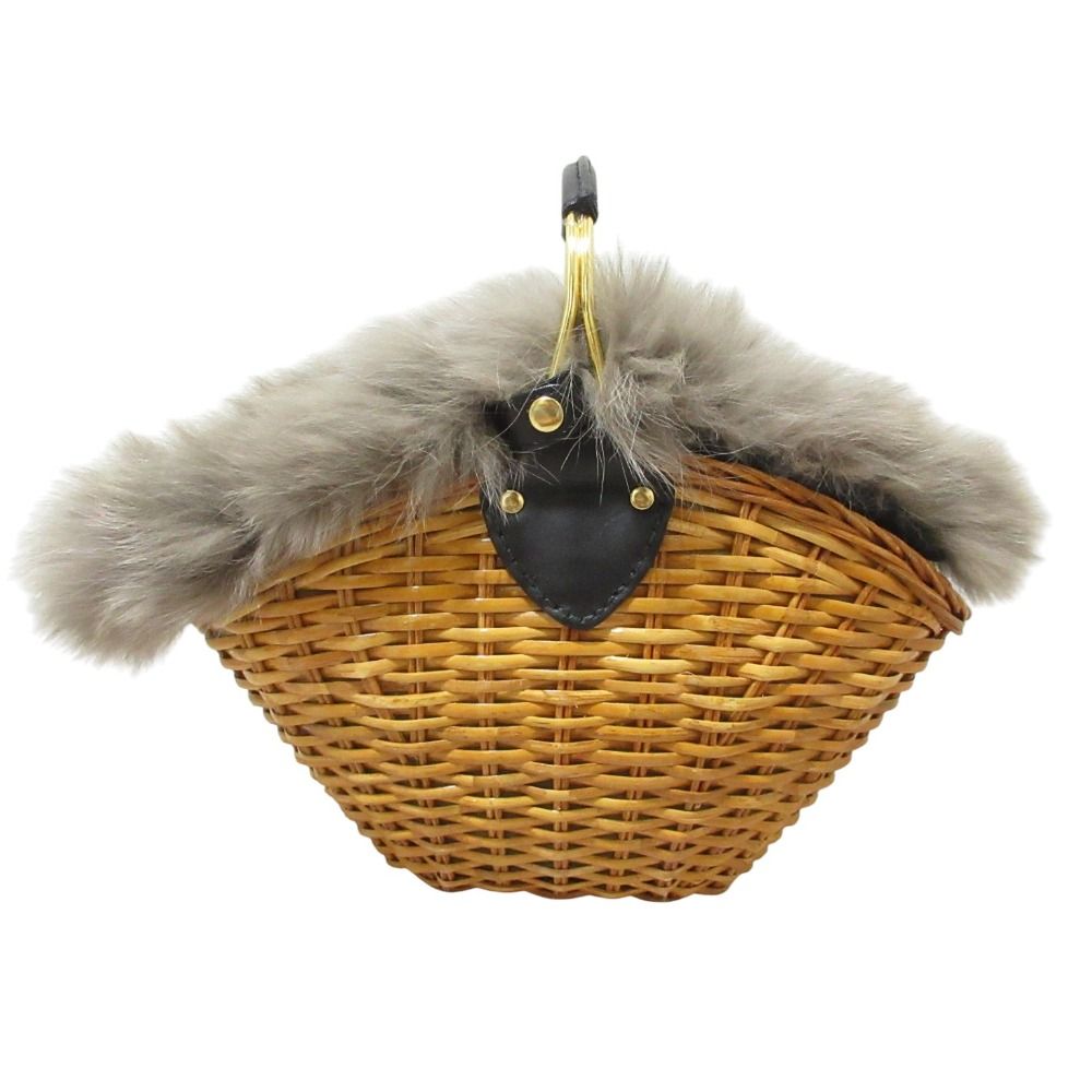 美品 VIOLAd'ORO ヴィオラドーロ フォックスファー かごバッグ V-8155