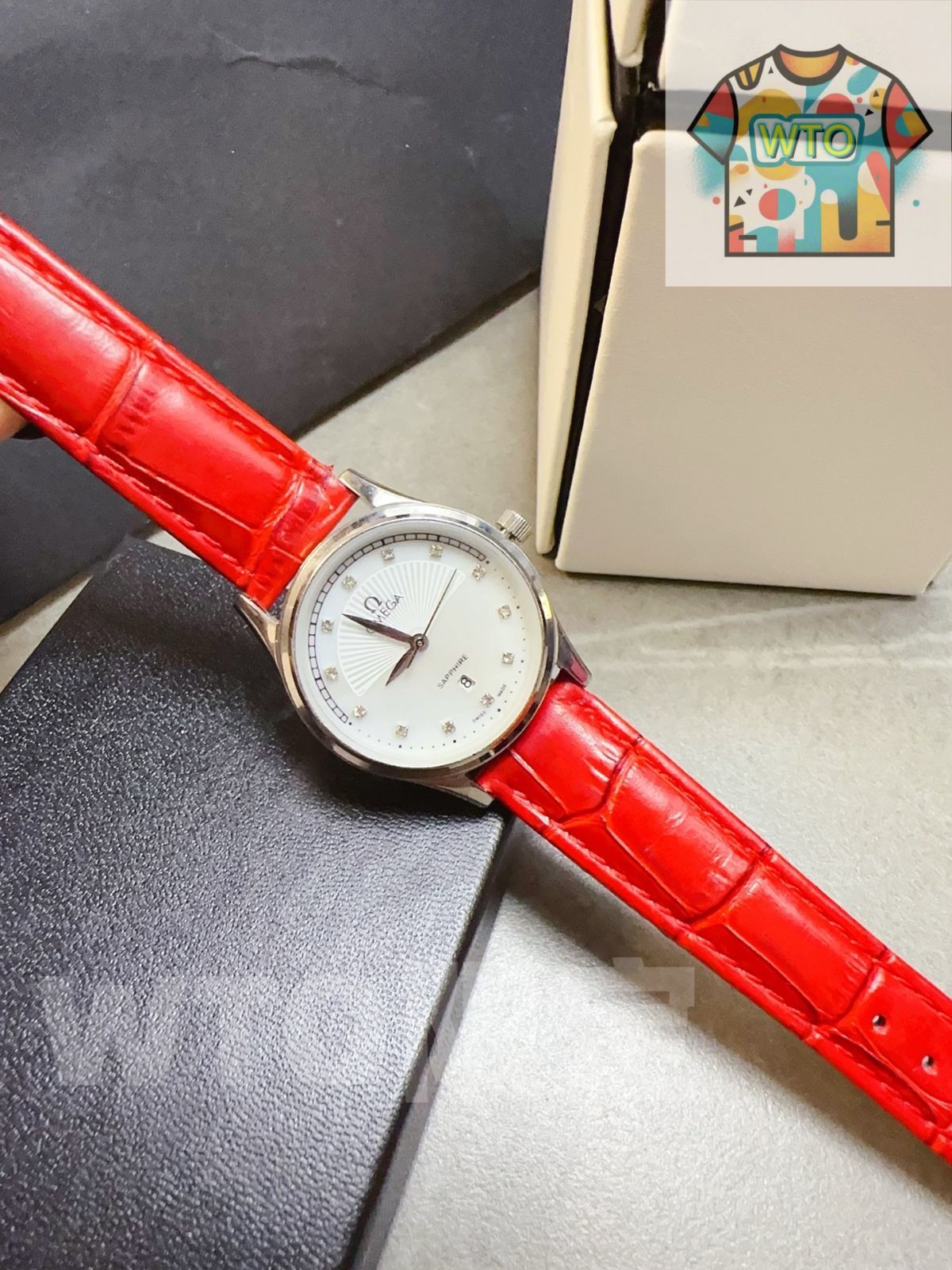 オメガ　Ω レディース？　腕時計 OMEGA オメガ レディース腕時計 32mm｜クオーツ×マルチカラーレザー