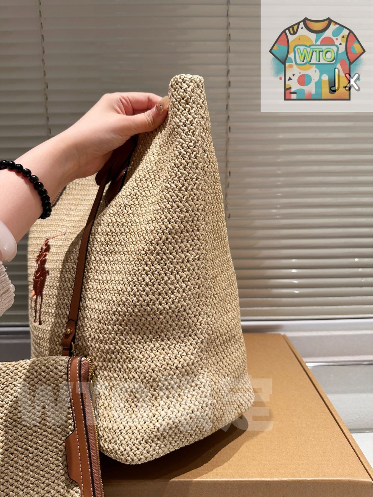 今日特価】Ralph Lauren ラルフローレン 新作 ラフィアバッグ 大容量で