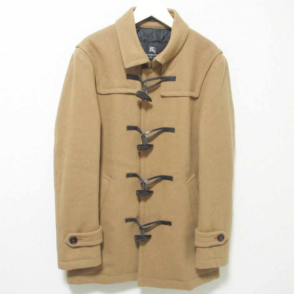 美品 BURBERRY BLACK LABEL バーバリーブラックレーベル ミドル丈 バッファローホーン ダッフルコート M キャメル メンズ 古着 中古 USED
