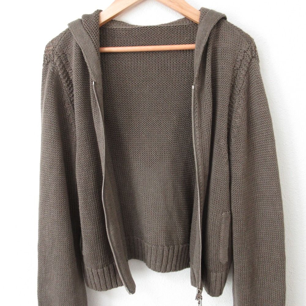 良品 FOXEY フォクシー Knit Parka Earth Tone リネン100％ ジップ