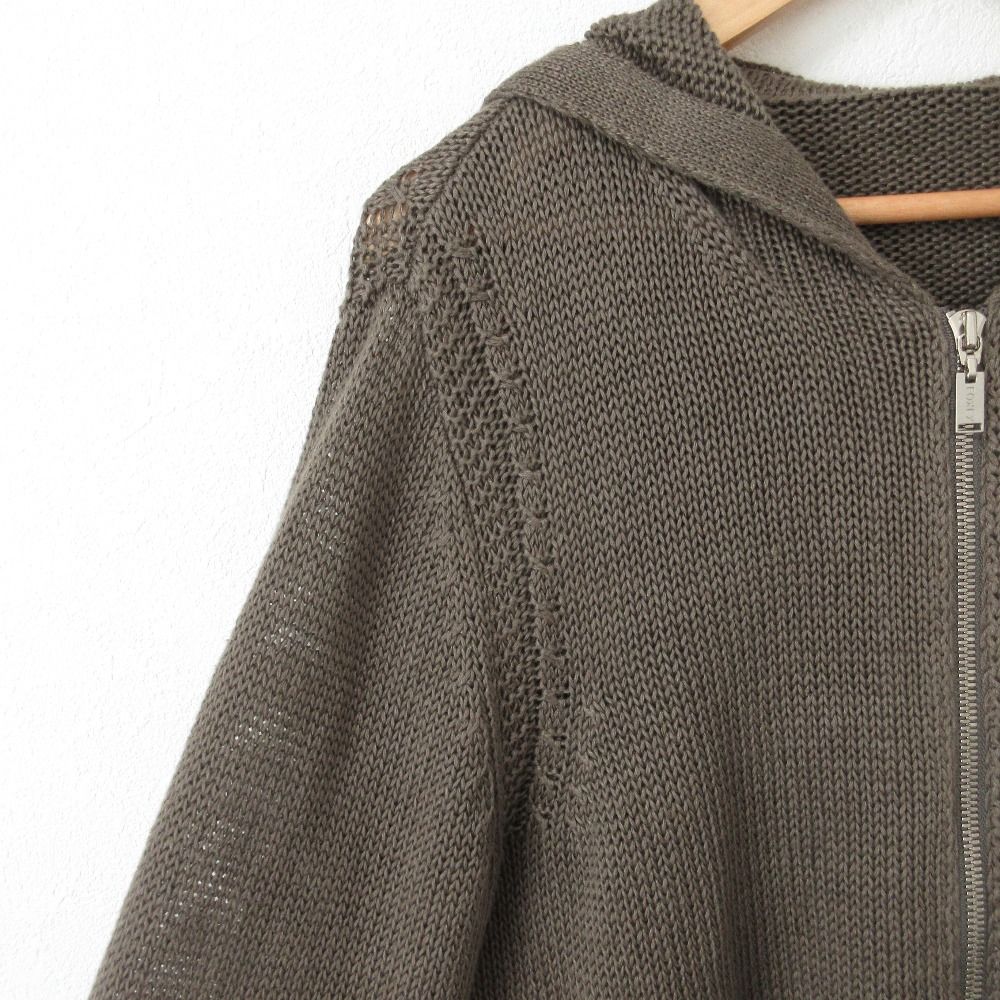 良品 FOXEY フォクシー Knit Parka Earth Tone リネン100％ ジップ